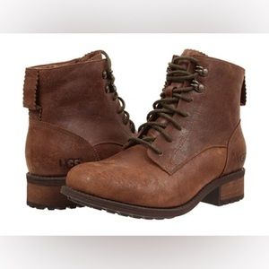 Ugg Australia Boots Brown 10 Denhali Lodge Waterproof Shearling Lace Up Ankle